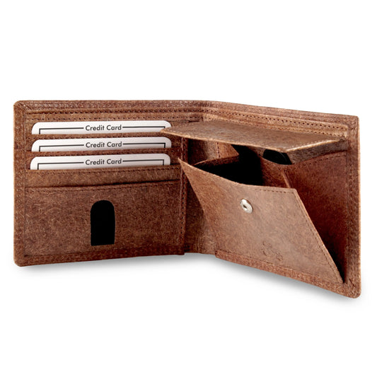 Vegane Geldbörse aus Kokosleder mit Baumwollfutter – plastikfrei – 6 Fächer für Kreditkarten – inklusive Geschenkbox | Jakarta