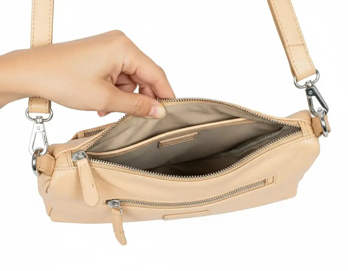 Leren schoudertas voor dames – clutch en crossbody-tas – met afneembare, verstelbare riem | Model Vicenza