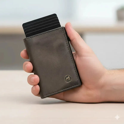 POP-UP Kartenetui mit Münzfach aus Leder – Platz für 11 Karten – Scheinfach – RFID-Schutz | VO44