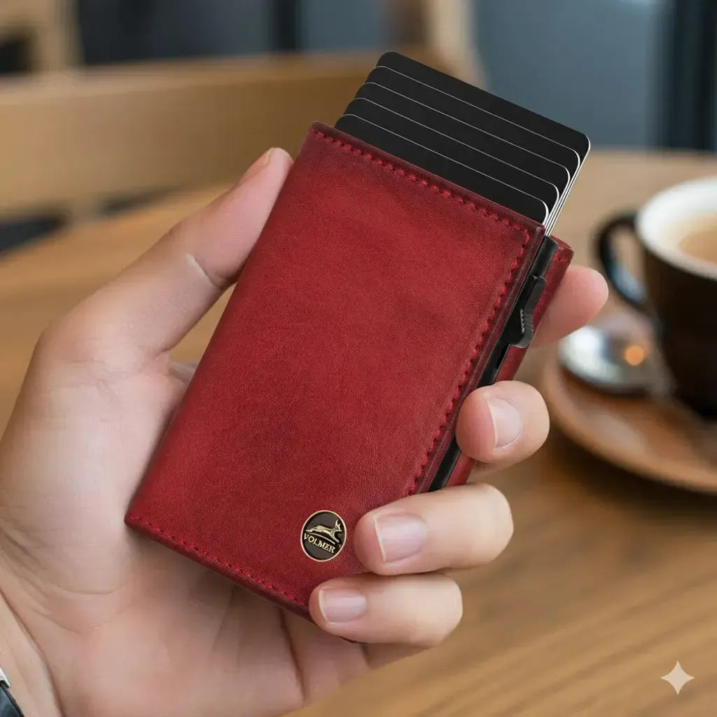 POP-UP Kartenetui mit Münzfach aus Leder – Platz für 11 Karten – Scheinfach – RFID-Schutz | VO44