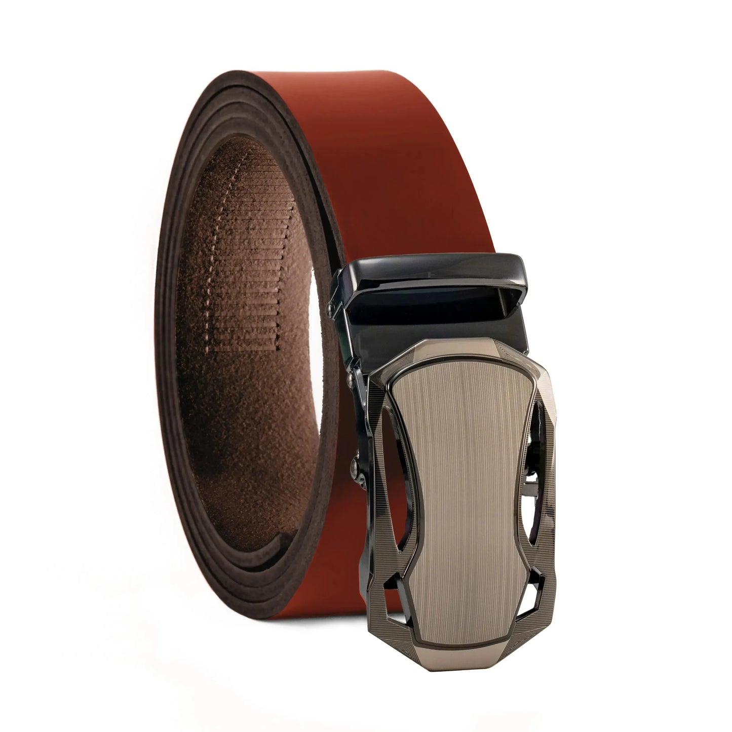 Cintura a cricchetto in pelle con fibbia automatica – Larghezza 35mm – Circonferenza vita 125cm, regolabile | ATG