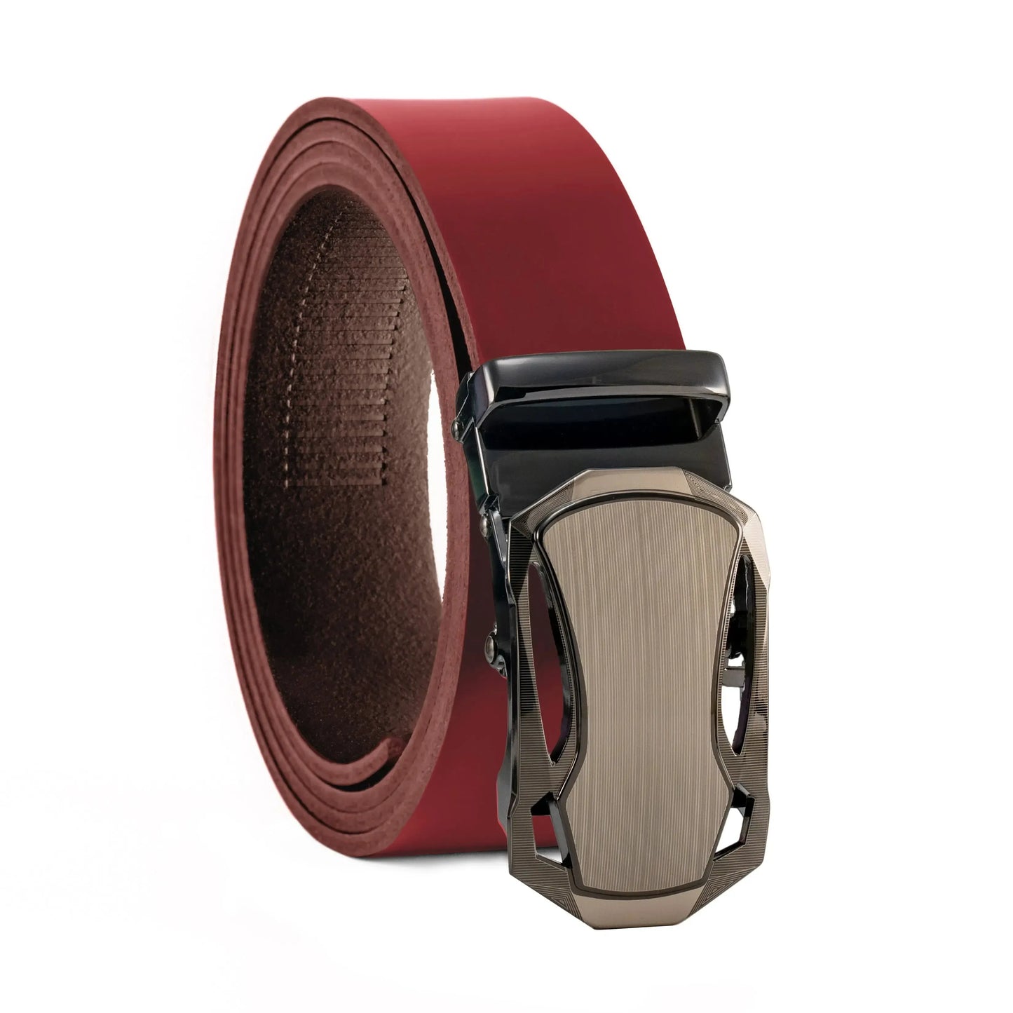 Cintura a cricchetto in pelle con fibbia automatica – Larghezza 35mm – Circonferenza vita 125cm, regolabile | ATG