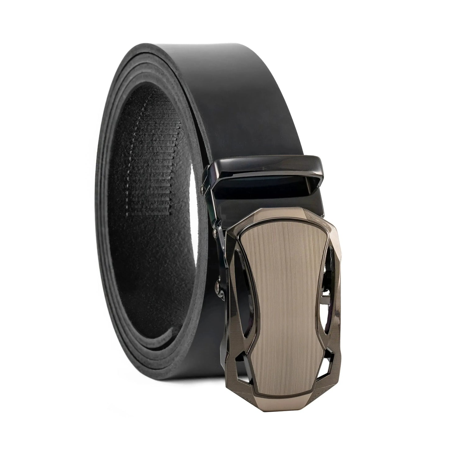 Cintura a cricchetto in pelle con fibbia automatica – Larghezza 35mm – Circonferenza vita 125cm, regolabile | ATG