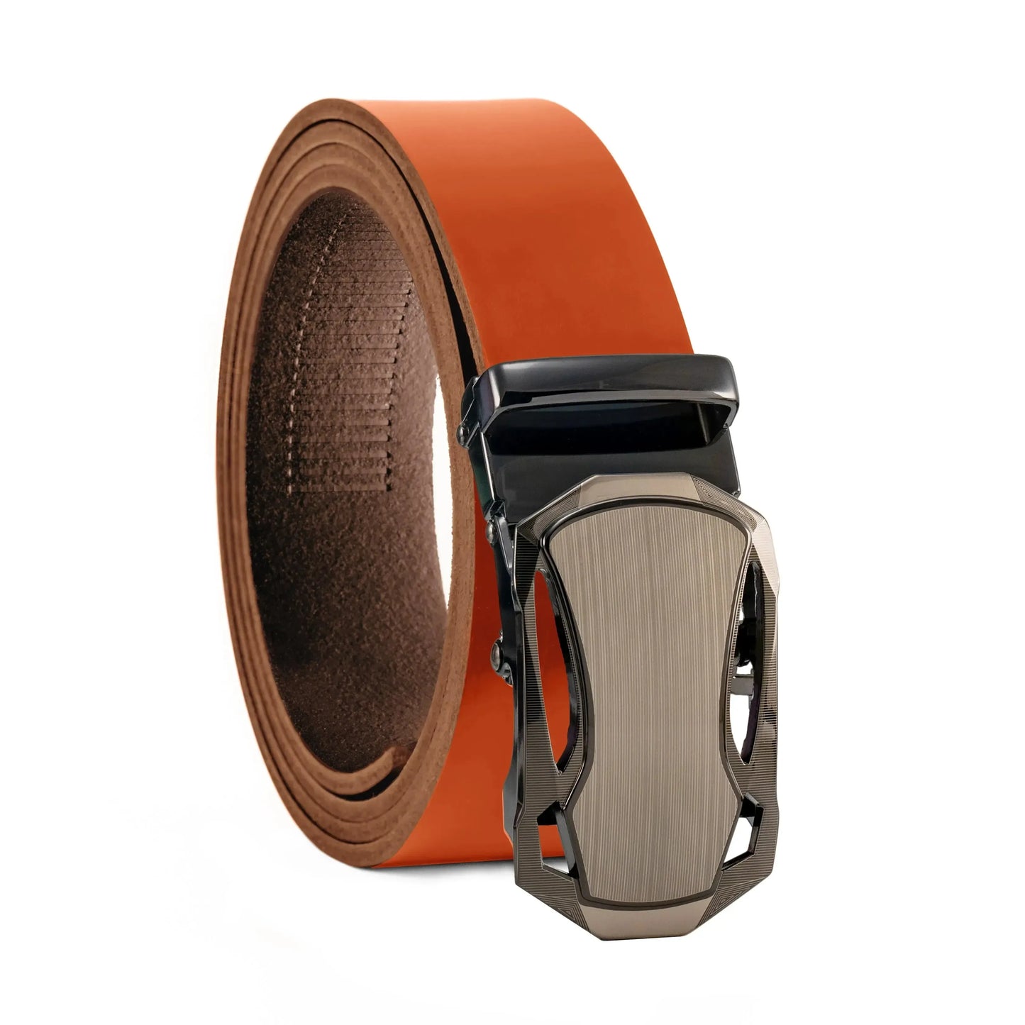 Cintura a cricchetto in pelle con fibbia automatica – Larghezza 35mm – Circonferenza vita 125cm, regolabile | ATG