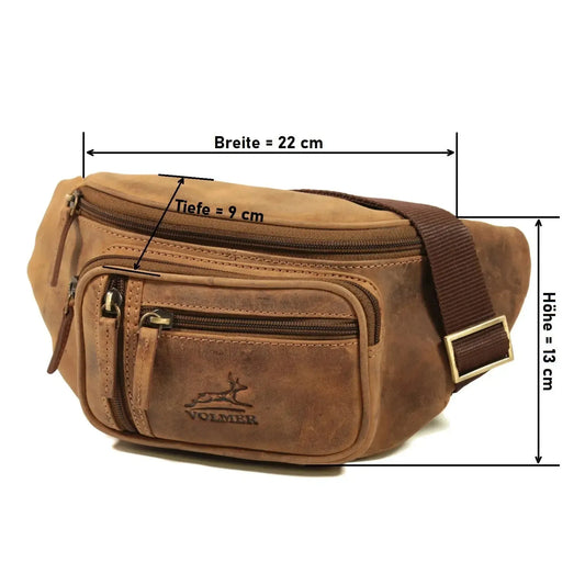 Bauchtasche Leder für Damen und Herren - 1 großes Fach, 3 kleine Fächer | Barcelona