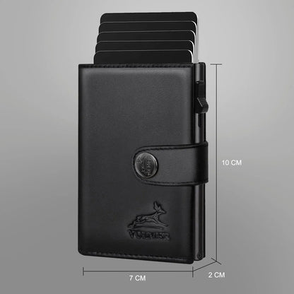 POP-UP Kartenetui mit Münzfach aus Leder – Platz für 12 Karten – Scheinfach – RFID-Schutz | VO45