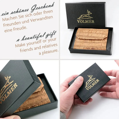 POP-UP Kartenetui mit Münzfach aus Kork – RFID Schutz – Mini Geldbörse mit Platz für 8 Karten | Vallejo