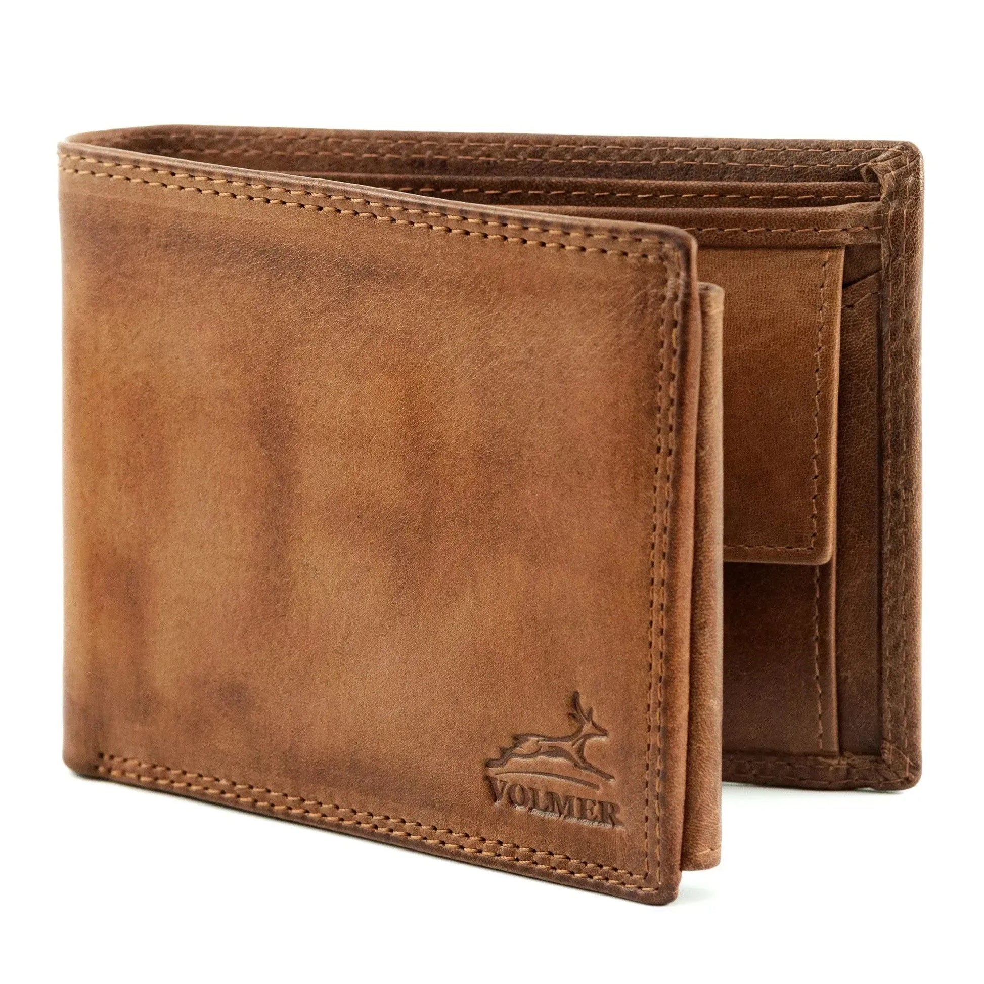 Leder Geldbörse Herren mit RFID-Schutz – extra-stabile Doppelnaht – 13 Fächer für Kreditkarten | VO11-RFID