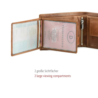Leder Geldbörse Herren mit RFID-Schutz – extra-stabile Doppelnaht – 13 Fächer für Kreditkarten | VO11-RFID