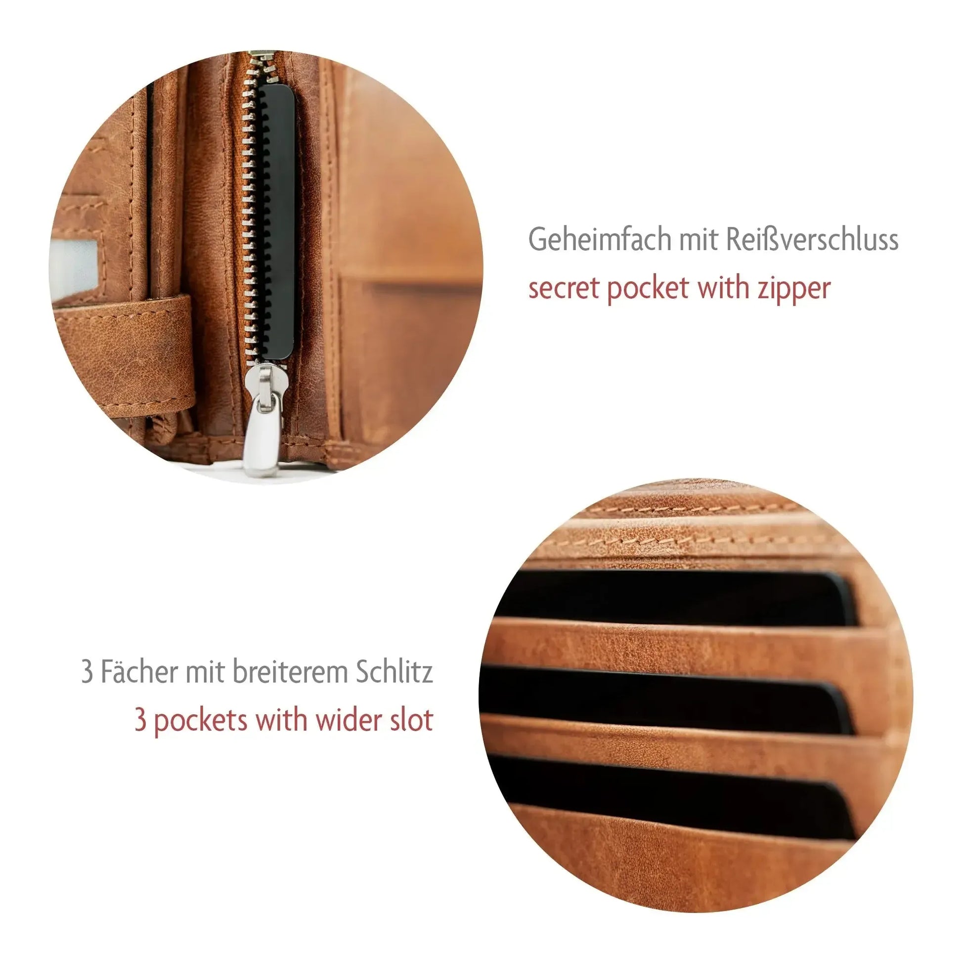 Leder Geldbörse Herren mit RFID-Schutz – extra-stabile Doppelnaht – 13 Fächer für Kreditkarten | VO11-RFID
