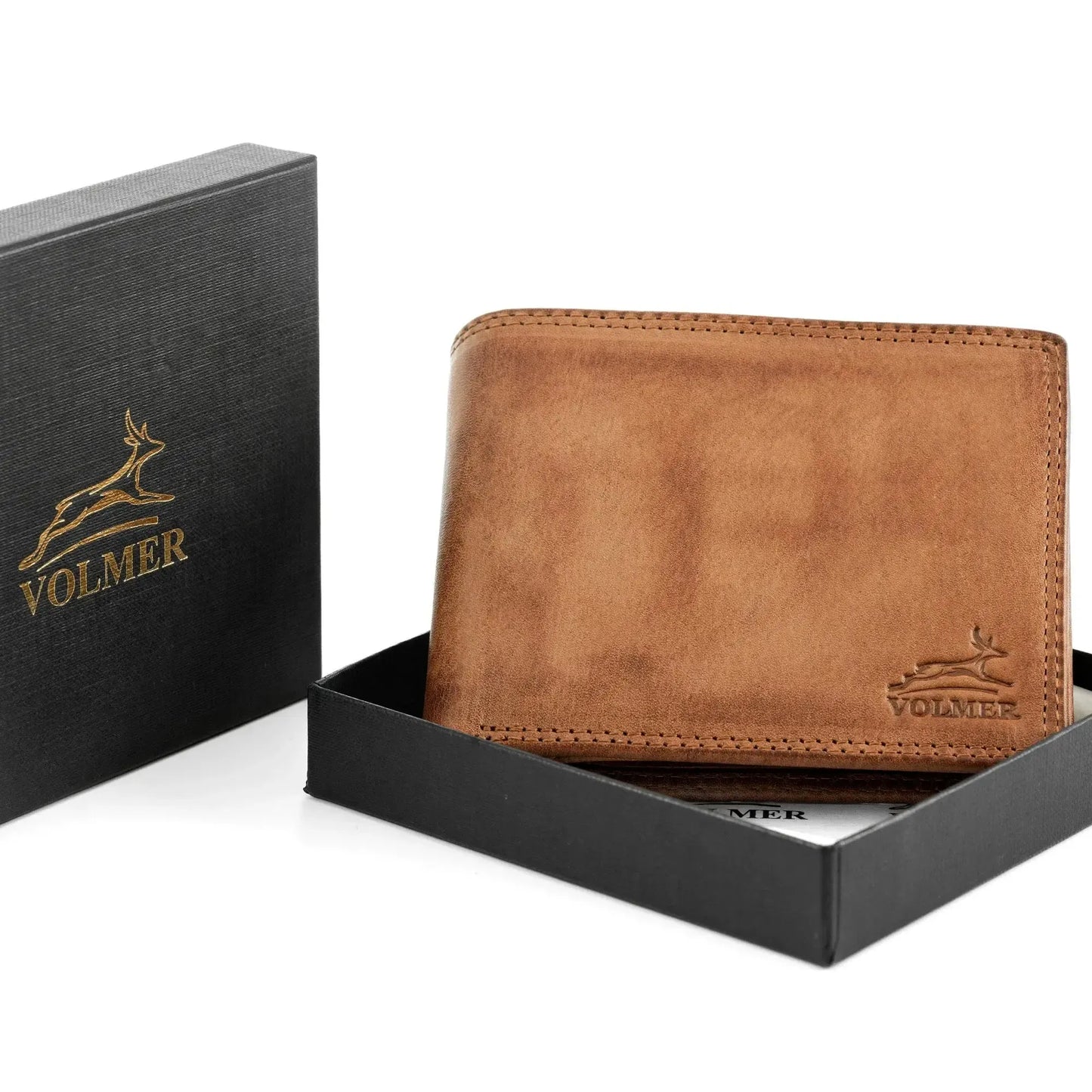 Leder Geldbörse Herren mit RFID-Schutz – extra-stabile Doppelnaht – 13 Fächer für Kreditkarten | VO11-RFID