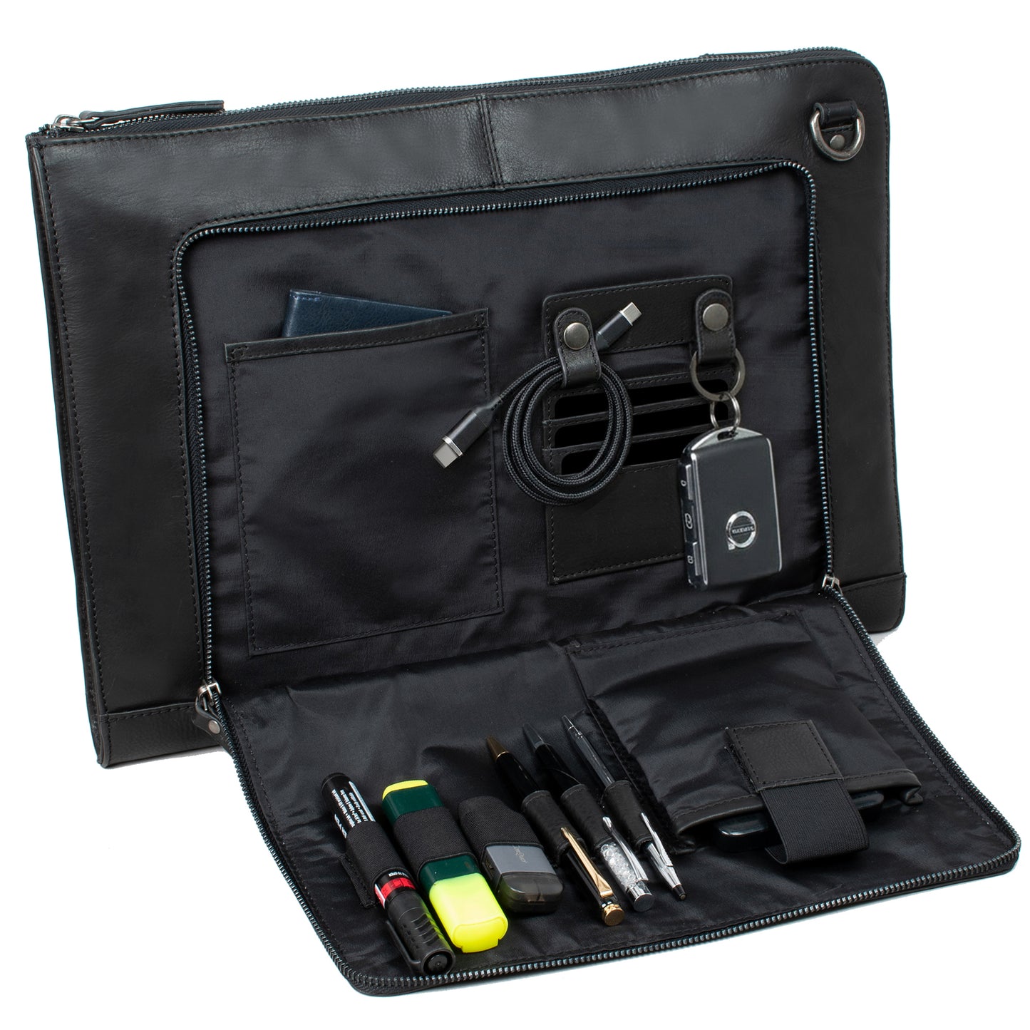 Laptoptasche 16 Zoll – Leder Umhängetasche – großes Organizer-Fach | VO2403
