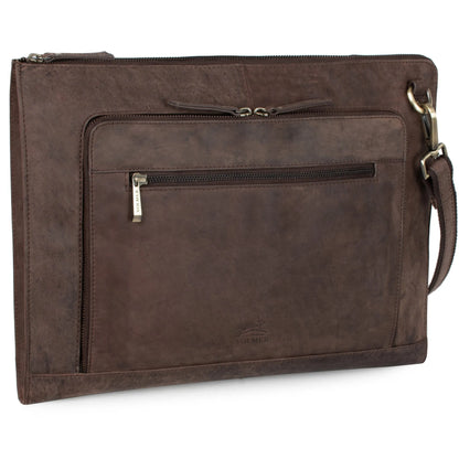Fa.Volmer ® schwarze Laptop-Tasche aus echtem Büffel-Leder für MacBooks, Notebooks, Laptops und Tablets bis zu einer Größe von 17″ | Aktentasche A4 | VO2403-Black