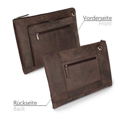 Fa.Volmer ® schwarze Laptop-Tasche aus echtem Büffel-Leder für MacBooks, Notebooks, Laptops und Tablets bis zu einer Größe von 17″ | Aktentasche A4 | VO2403-Black