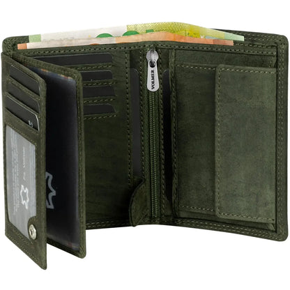 Leder Geldbörse Herren mit RFID-Schutz - extra-stabile Doppelnaht - 15 Fächer für Kreditkarten - Hochformat | VO2