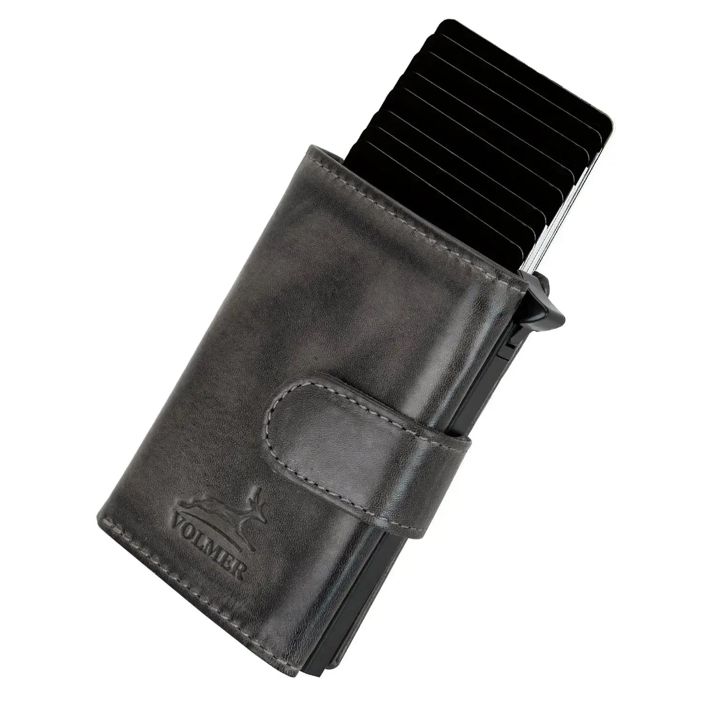 POP-UP Kartenetui mit Münzfach aus Leder – Platz für 11 Karten – Scheinfach – RFID-Schutz | VO31