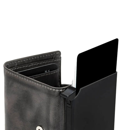 POP-UP Kartenetui mit Münzfach aus Leder – Platz für 11 Karten – Scheinfach – RFID-Schutz | VO31