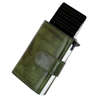 POP-UP Kartenetui mit Münzfach aus Leder – Platz für 11 Karten – Scheinfach – RFID-Schutz | VO31