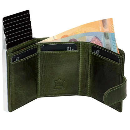 POP-UP Kartenetui mit Münzfach aus Leder – Platz für 11 Karten – Scheinfach – RFID-Schutz | VO31