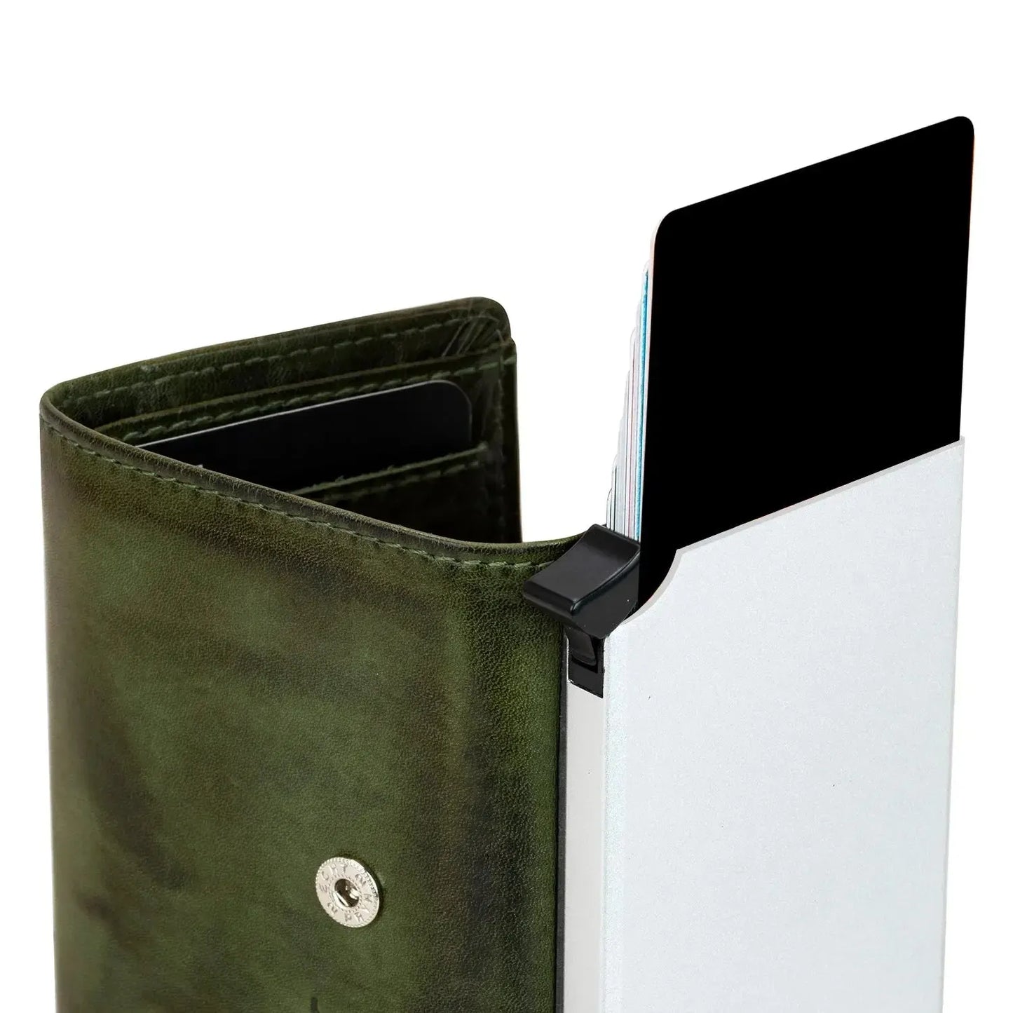 POP-UP Kartenetui mit Münzfach aus Leder – Platz für 11 Karten – Scheinfach – RFID-Schutz | VO31