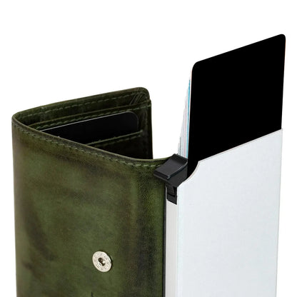 POP-UP Kartenetui mit Münzfach aus Leder – Platz für 11 Karten – Scheinfach – RFID-Schutz | VO31