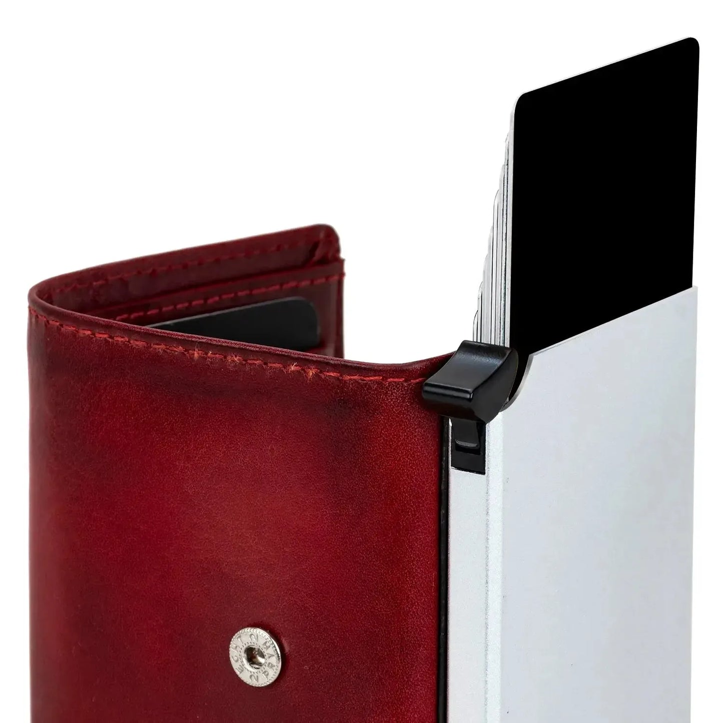 POP-UP Kartenetui mit Münzfach aus Leder – Platz für 11 Karten – Scheinfach – RFID-Schutz | VO31