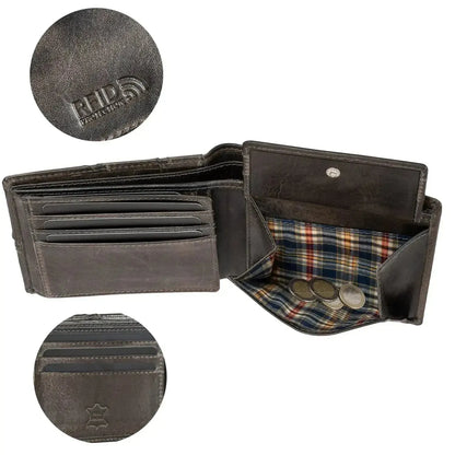 Leather Wallet for Men with RFID Protection - Fashionable Design - 10 Slots for Credit Cards | VO37