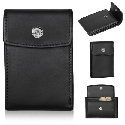 Kompakte Leder Geldbörse mit Münzfach - 9 Fächer für Karten - RFID-Schutz - inkl. Geschenkbox | VO40