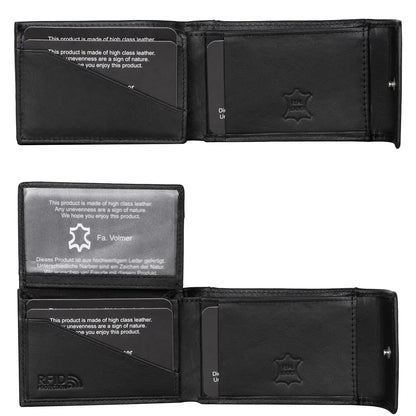 Kompakte Leder Geldbörse mit Münzfach - 9 Fächer für Karten - RFID-Schutz - inkl. Geschenkbox | VO40