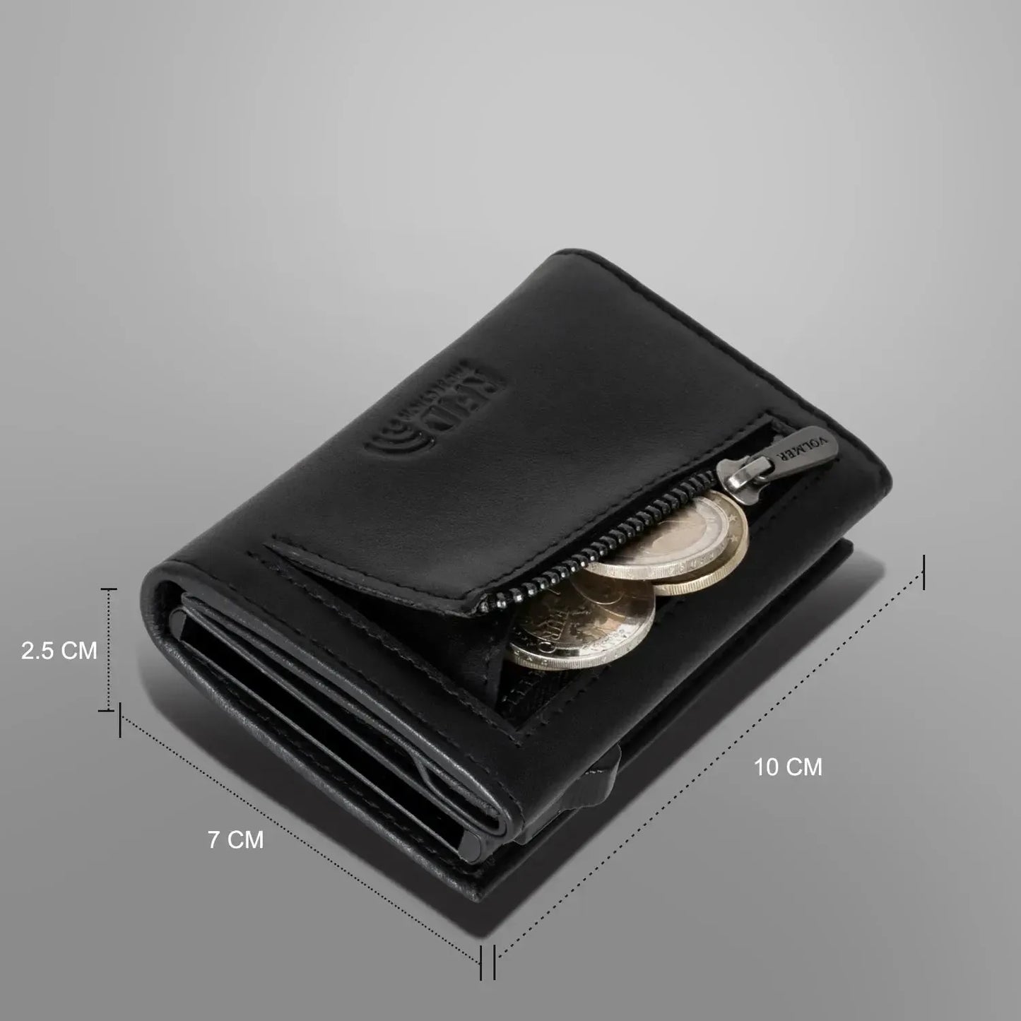 POP-UP Kartenetui mit Münzfach aus Leder – Platz für 11 Karten – Scheinfach – RFID-Schutz | VO44