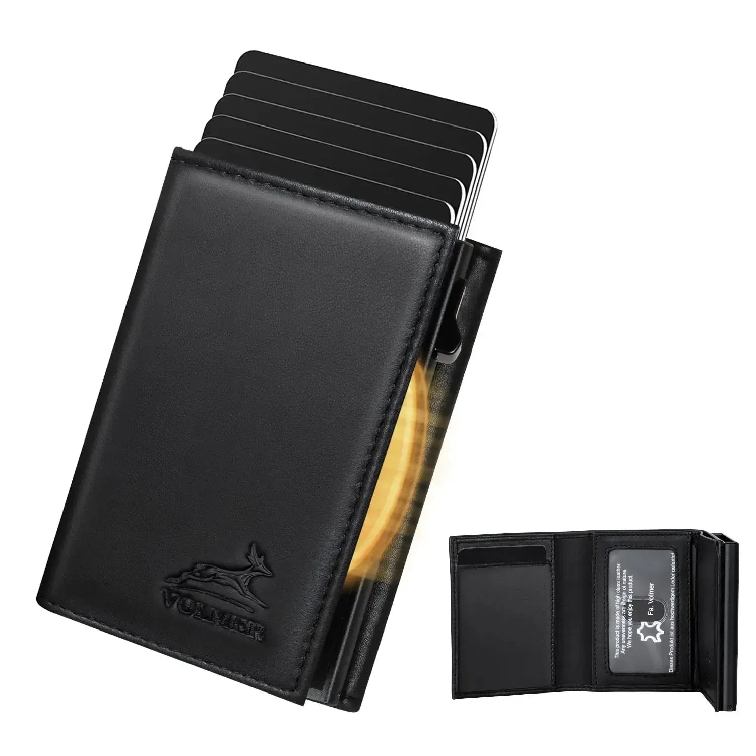 POP-UP Kartenetui mit Münzfach aus Leder – Platz für 11 Karten – Scheinfach – RFID-Schutz | VO44
