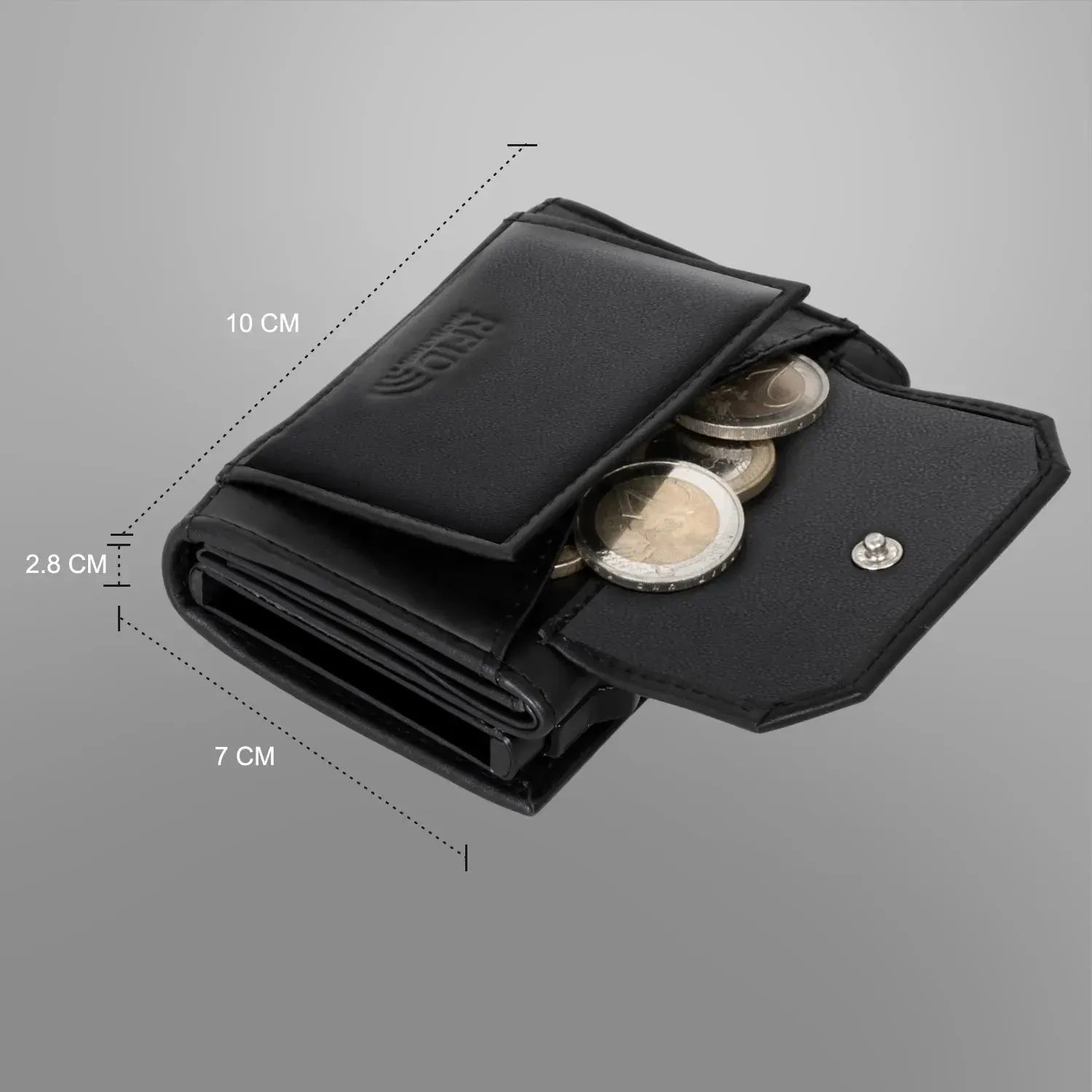 POP-UP Kartenetui mit Münzfach aus Leder – Platz für 11 Karten – Scheinfach – RFID-Schutz | VO44