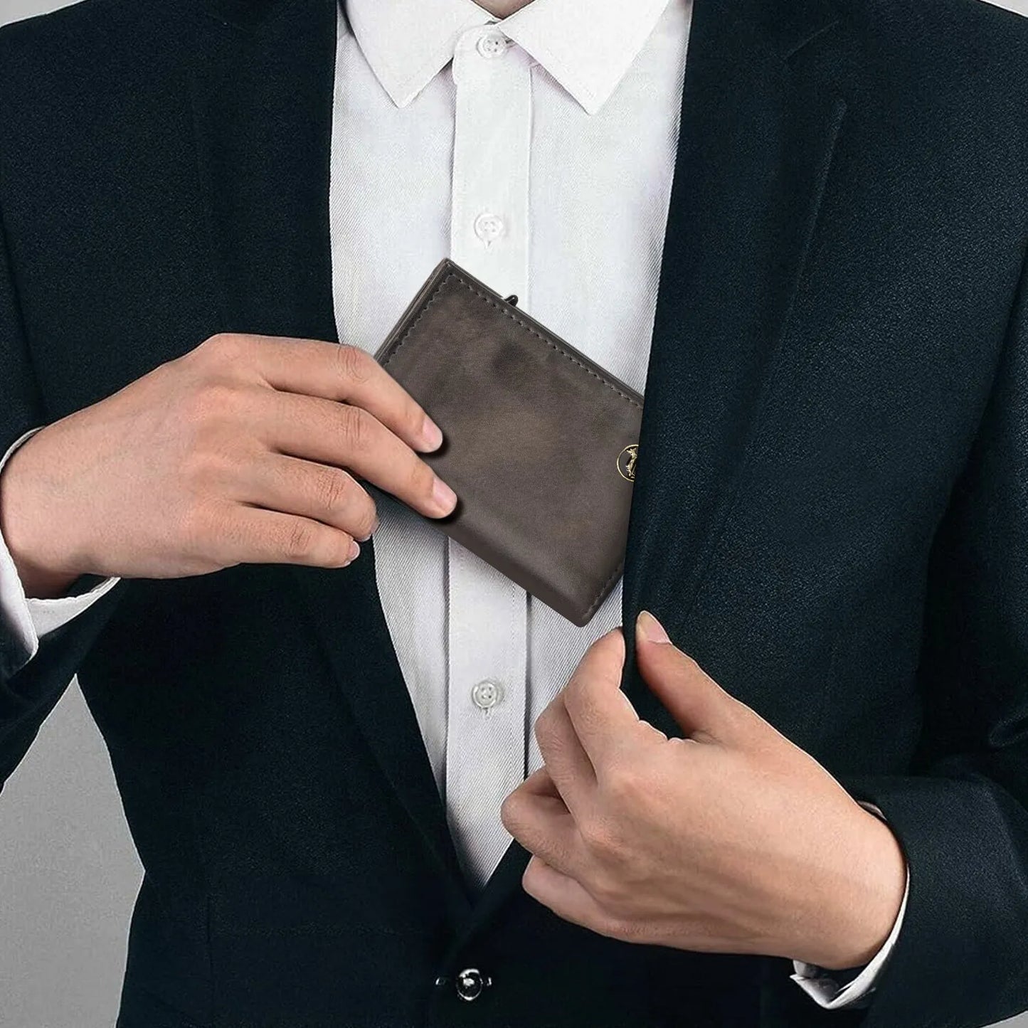 Fa.Volmer ® POP-UP Kartenetui mit Münzfach aus Echtleder für Herren & Damen | 11 Karten | RFID Schutz | Geldbörse