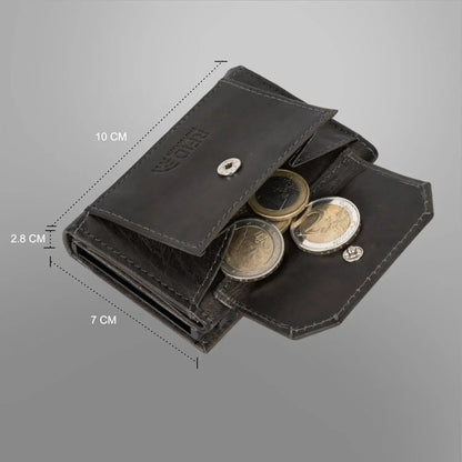 POP-UP Kartenetui mit Münzfach aus Leder – Platz für 11 Karten – Scheinfach – RFID-Schutz | VO44