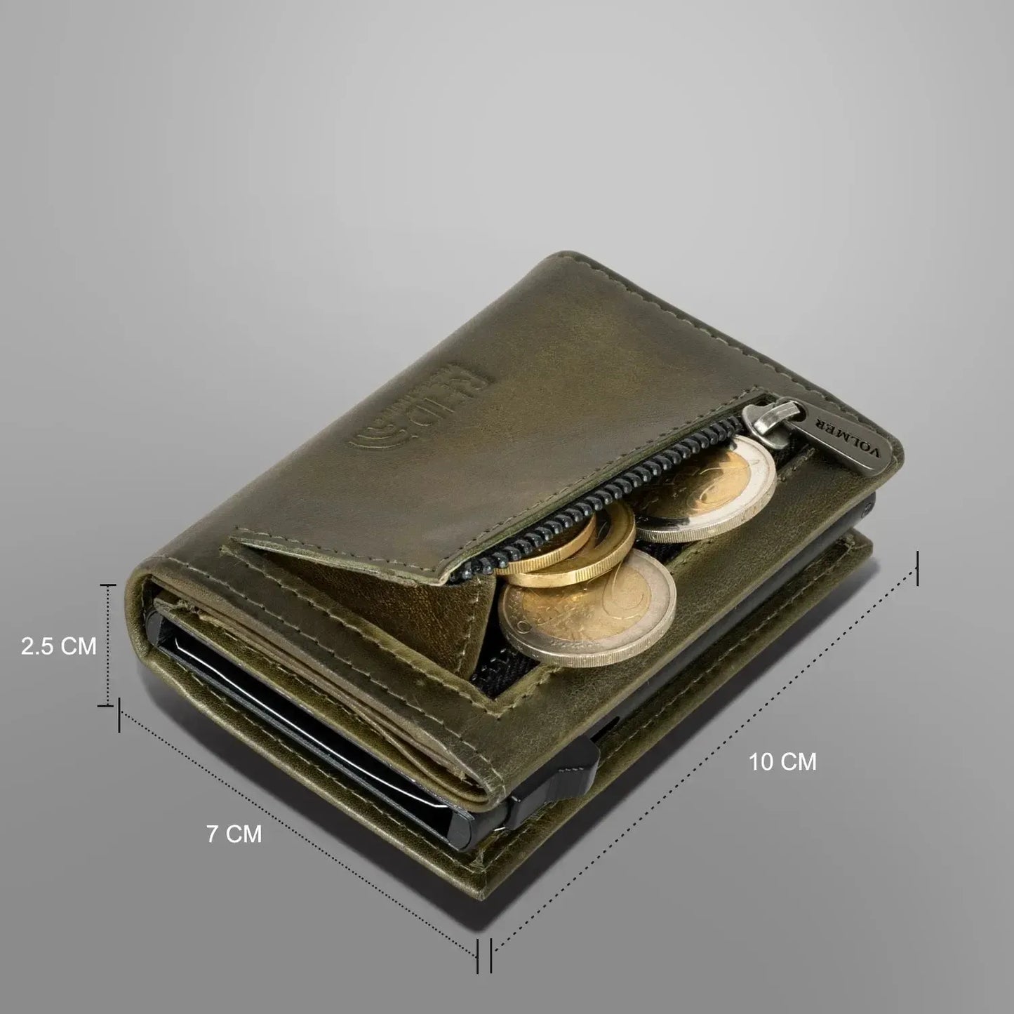 POP-UP Kartenetui mit Münzfach aus Leder – Platz für 11 Karten – Scheinfach – RFID-Schutz | VO44