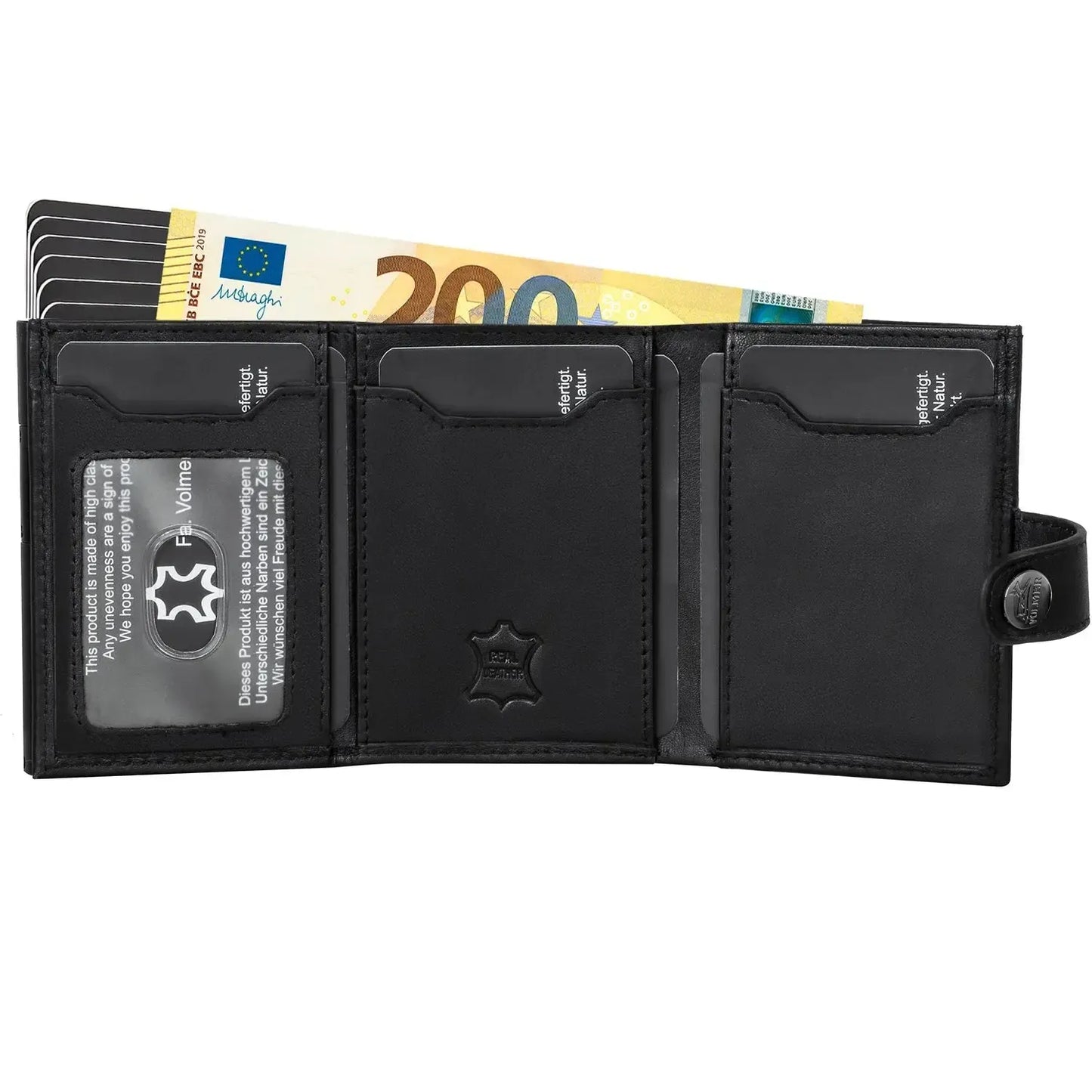POP-UP Kartenetui mit Münzfach aus Leder – Platz für 12 Karten – Scheinfach – RFID-Schutz | VO45