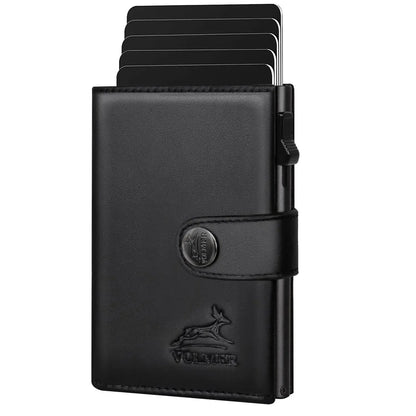 POP-UP Kartenetui mit Münzfach aus Leder – Platz für 12 Karten – Scheinfach – RFID-Schutz | VO45