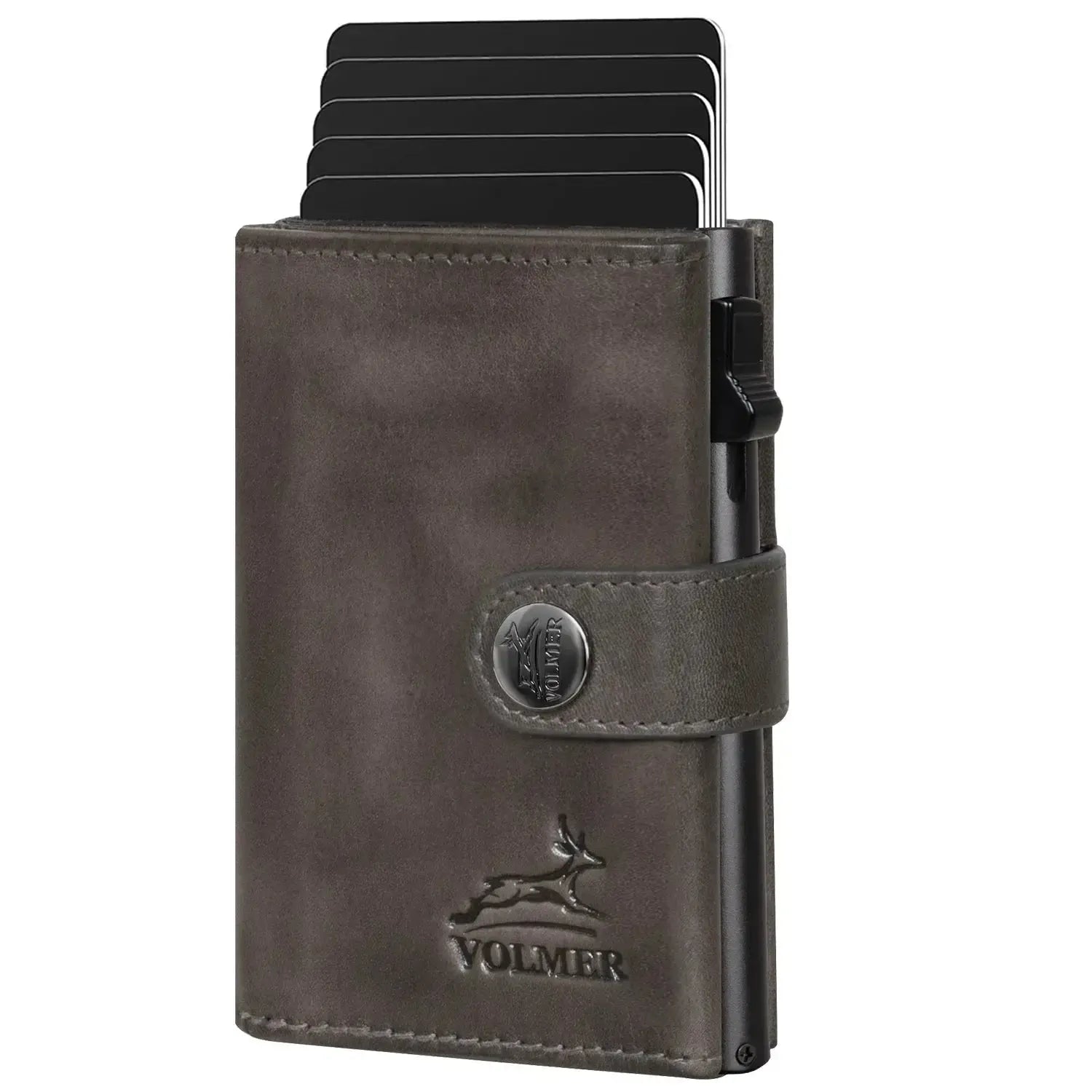POP-UP Kartenetui mit Münzfach aus Leder – Platz für 12 Karten – Scheinfach – RFID-Schutz | VO45