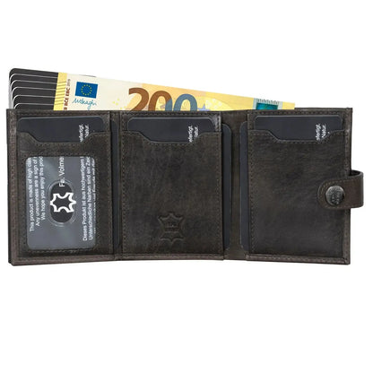 POP-UP Kartenetui mit Münzfach aus Leder – Platz für 12 Karten – Scheinfach – RFID-Schutz | VO45