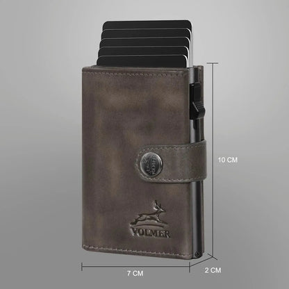 POP-UP Kartenetui mit Münzfach aus Leder – Platz für 12 Karten – Scheinfach – RFID-Schutz | VO45