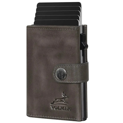 POP-UP Kartenetui mit Münzfach aus Leder – Platz für 12 Karten – Scheinfach – RFID-Schutz | VO45