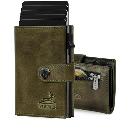 POP-UP Kartenetui mit Münzfach aus Leder – Platz für 12 Karten – Scheinfach – RFID-Schutz | VO45