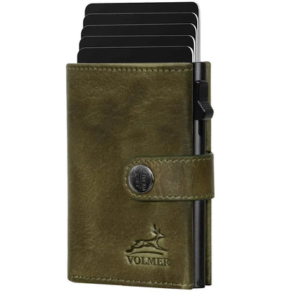 POP-UP Kartenetui mit Münzfach aus Leder – Platz für 12 Karten – Scheinfach – RFID-Schutz | VO45