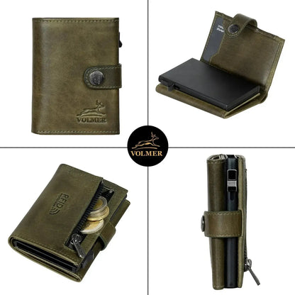 POP-UP Kartenetui mit Münzfach aus Leder – Platz für 12 Karten – Scheinfach – RFID-Schutz | VO45