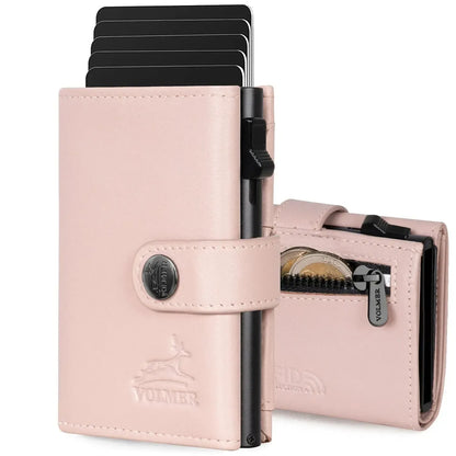 POP-UP Kartenetui mit Münzfach aus Leder – Platz für 12 Karten – Scheinfach – RFID-Schutz | VO45