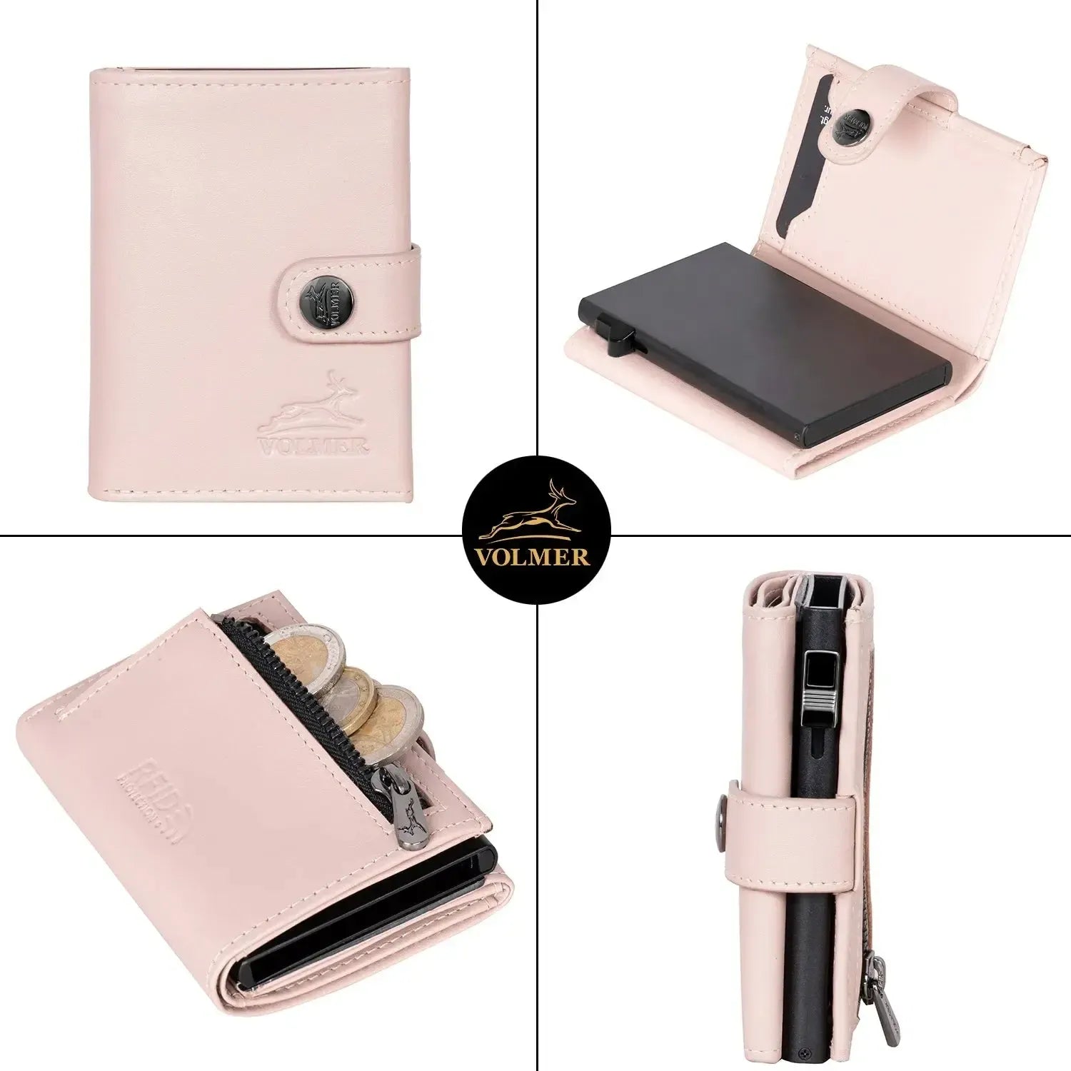 POP-UP Kartenetui mit Münzfach aus Leder – Platz für 12 Karten – Scheinfach – RFID-Schutz | VO45