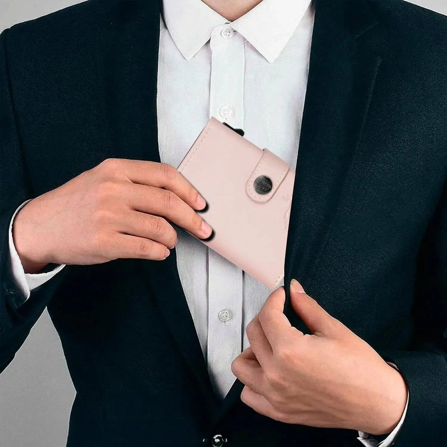 POP-UP Kartenetui mit Münzfach aus Leder – Platz für 12 Karten – Scheinfach – RFID-Schutz | VO45