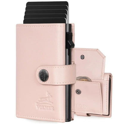 POP-UP Kartenetui mit Münzfach aus Leder – Platz für 12 Karten – Scheinfach – RFID-Schutz | VO45