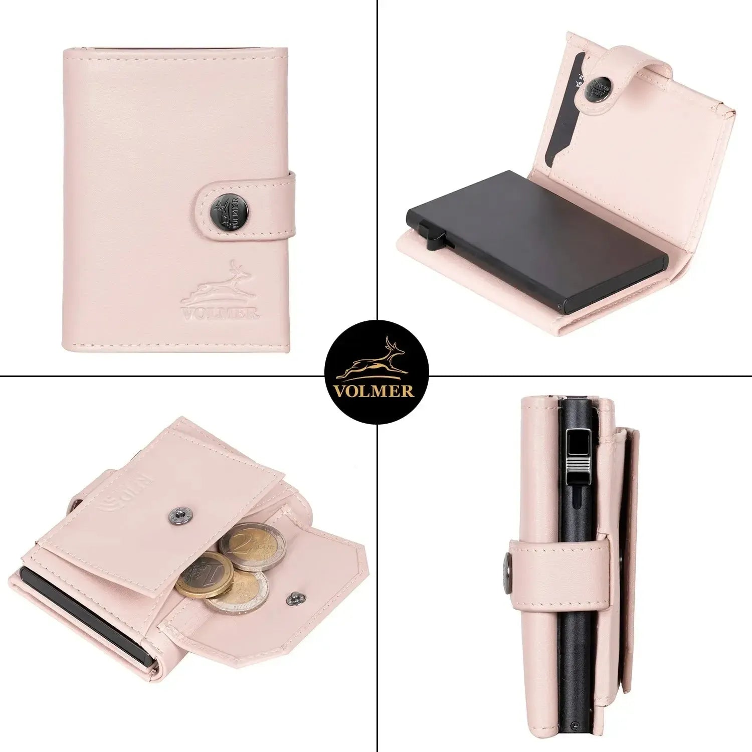 POP-UP Kartenetui mit Münzfach aus Leder – Platz für 12 Karten – Scheinfach – RFID-Schutz | VO45