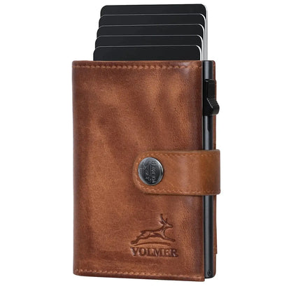 POP-UP Kartenetui mit Münzfach aus Leder – Platz für 12 Karten – Scheinfach – RFID-Schutz | VO45